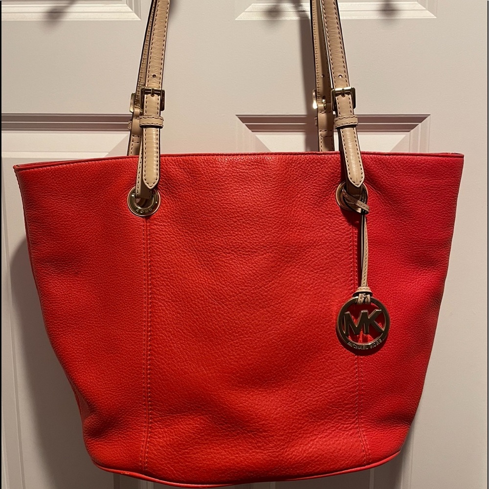 Michael Kors tote, Beautiful coral color .
